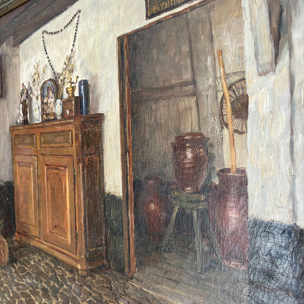 Original Interior Oil Painting "Wooden Cabinet" Handcrafted Large Art Holland Art Shop