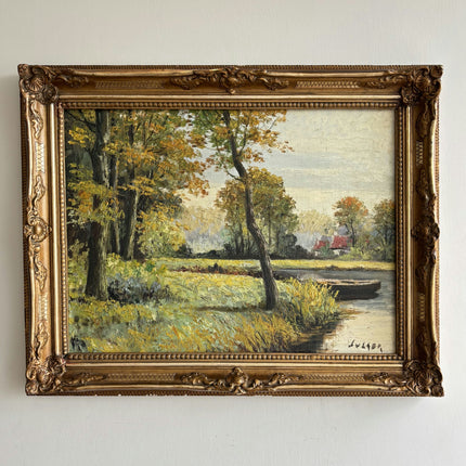 Detailed Landscape Oil Painting "Autumn Trees" Vintage Artwork Holland Art Shop