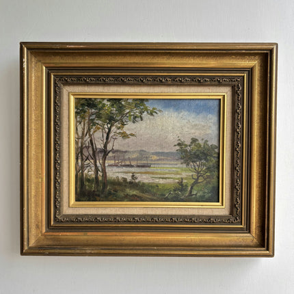 Original Landscape Oil Painting "Gilded Frame" Traditional Small Art Holland Art Shop