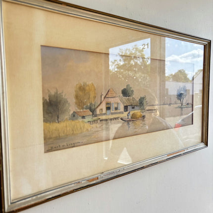 Traditional Landscape Aquarel "Framed Painting" Refined Artwork Holland Art Shop
