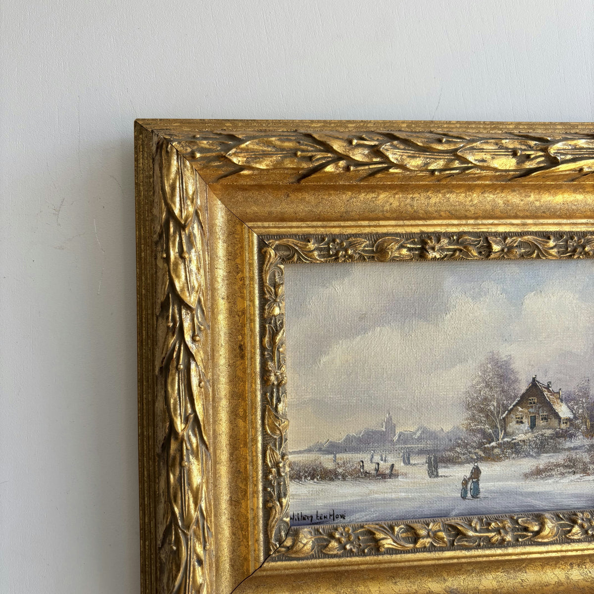 Vintage Winter Landscape Oil Painting 