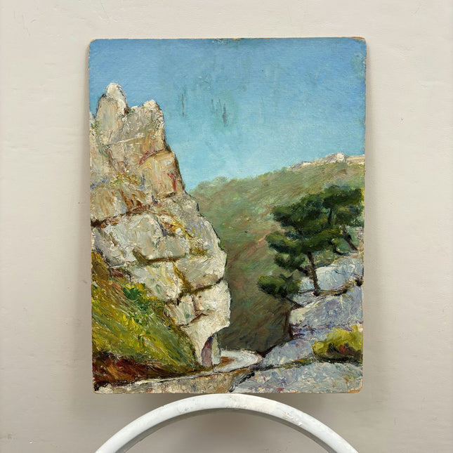 Classic Seascape Oil Painting "Rock Cliff" Rustic Small Artwork Holland Art Shop