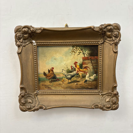 Rustic Animals Oil Painting "Rooster Group" Classic Bogdan Kaudetzky Holland Art Shop