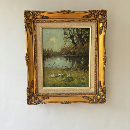 Refined Animals Oil Painting "White Ducks" Traditional Art Holland Art Shop