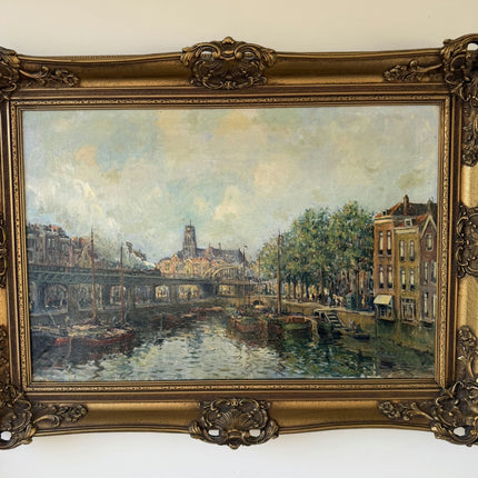 Refined Cityscape Oil Painting "City Canal" Traditional Artwork Holland Art Shop