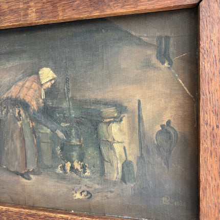 Elegant Interior Oil Painting "Wooden Frame" Handcrafted Art Holland Art Shop