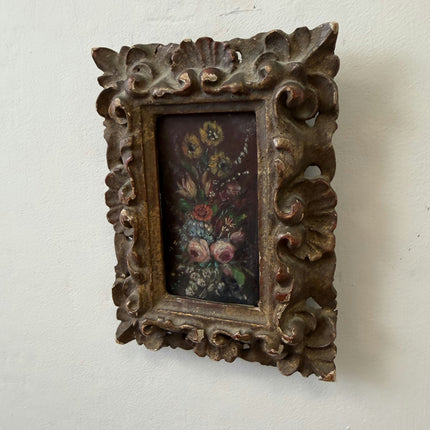 Original Floral Still Life Oil Painting "Ornate Frame" Elegant Small Artwork Holland Art Shop