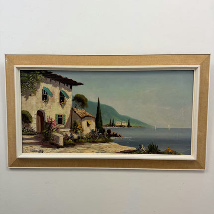 Traditional Seascape Oil Painting "Coastal Villa" Expressive Large Art Holland Art Shop