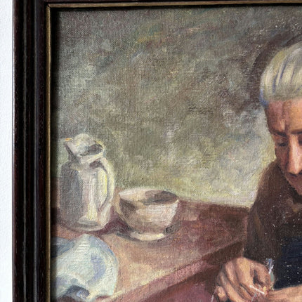 Marvelous Oil Painting Portrait "Sewing Woman" Wonderful Medium Artwork Holland Art Shop