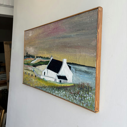 Refined Seascape Oil Painting "White Cottage" Classic Artwork Holland Art Shop