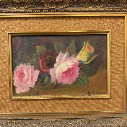 Refined Floral Still Life Oil Painting "Framed Roses" Traditional Art Holland Art Shop