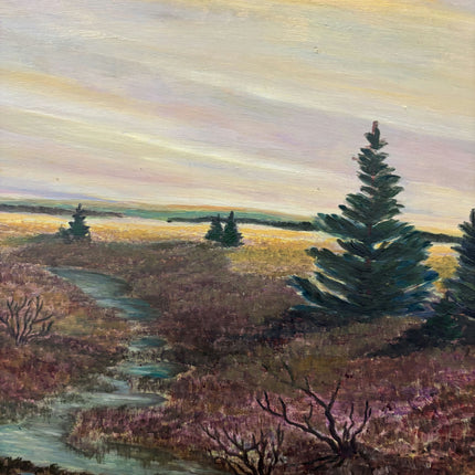 Vintage Landscape Oil Painting "Marsh Pines" Authentic Large Art Holland Art Shop