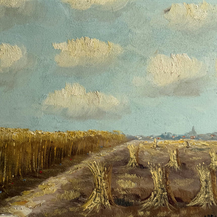Handcrafted Landscape Oil Painting "Wheat Stubble" Expressive Art Holland Art Shop