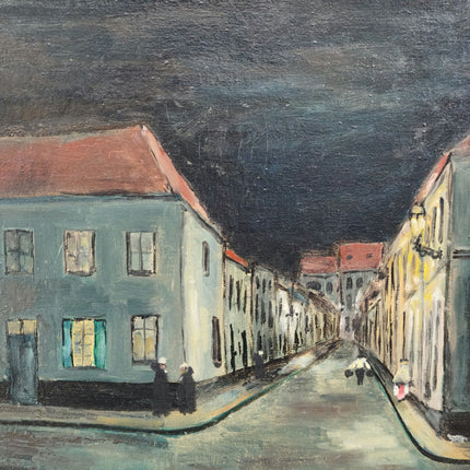 Vintage Cityscape Oil Painting "Night Street" Elegant Artwork Holland Art Shop