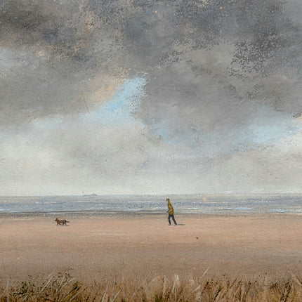 Detailed Seascape Oil Painting "Walking Figure" Original Artwork Holland Art Shop