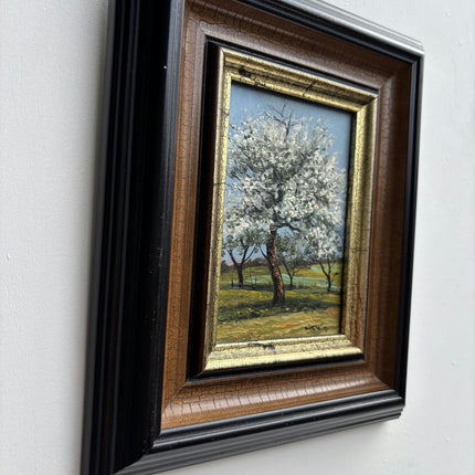 Elegant Landscape Oil Painting "Blossom Tree" Handcrafted Small Artwork Holland Art Shop