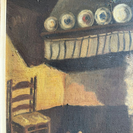 Vintage Interior Oil Painting "Wooden Chair" Refined Artwork Holland Art Shop