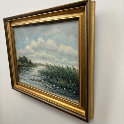 Vintage Still Life Oil Painting "Marsh River" Refined Artwork Holland Art Shop