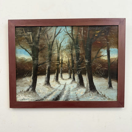 Vintage Landscape Oil Painting "Snowy Trees" Handcrafted Artwork Holland Art Shop