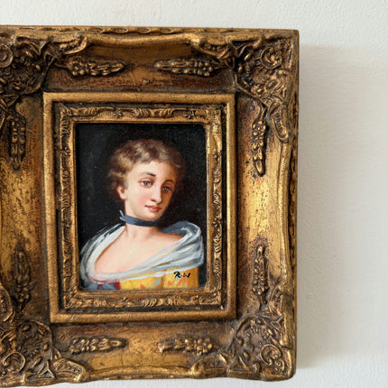 19th Century Oil Painting Portrait "Elegant Young Woman" Small Artwork Holland Art Shop