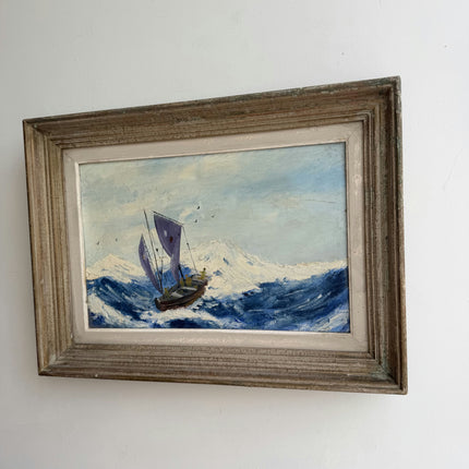 Authentic Seascape Oil Painting "Sailing Boat" Handcrafted Artwork Holland Art Shop