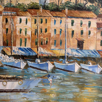 Timeless Harbor Scene Oil Painting "Sailboat Bow" Refined Large Art Holland Art Shop