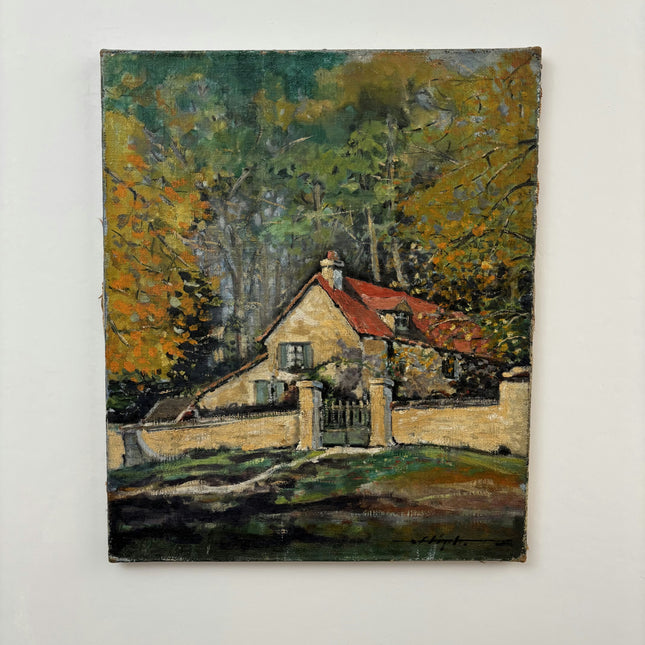 1938 Landscape Oil Painting "Country House" Art Holland Art Shop