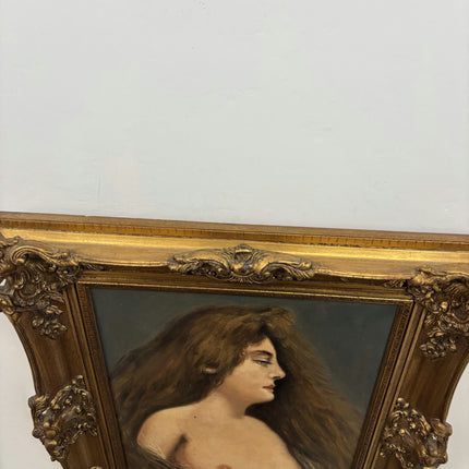 Antique Portrait Oil Painting "Young Woman" Traditional Artwork Holland Art Shop