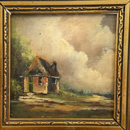 Elegant Landscape Oil Painting "Thatched Cottage" Refined Small Art Holland Art Shop
