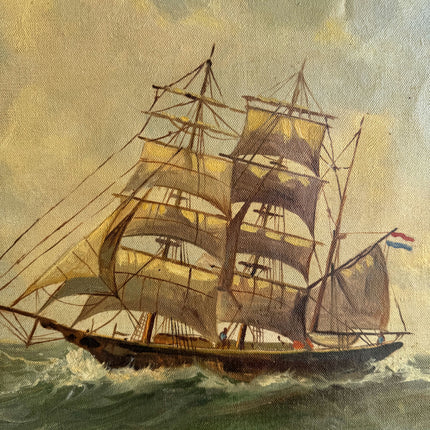 Timeless Seascape Oil Painting "Sailing Ship" Original Large Artwork Holland Art Shop