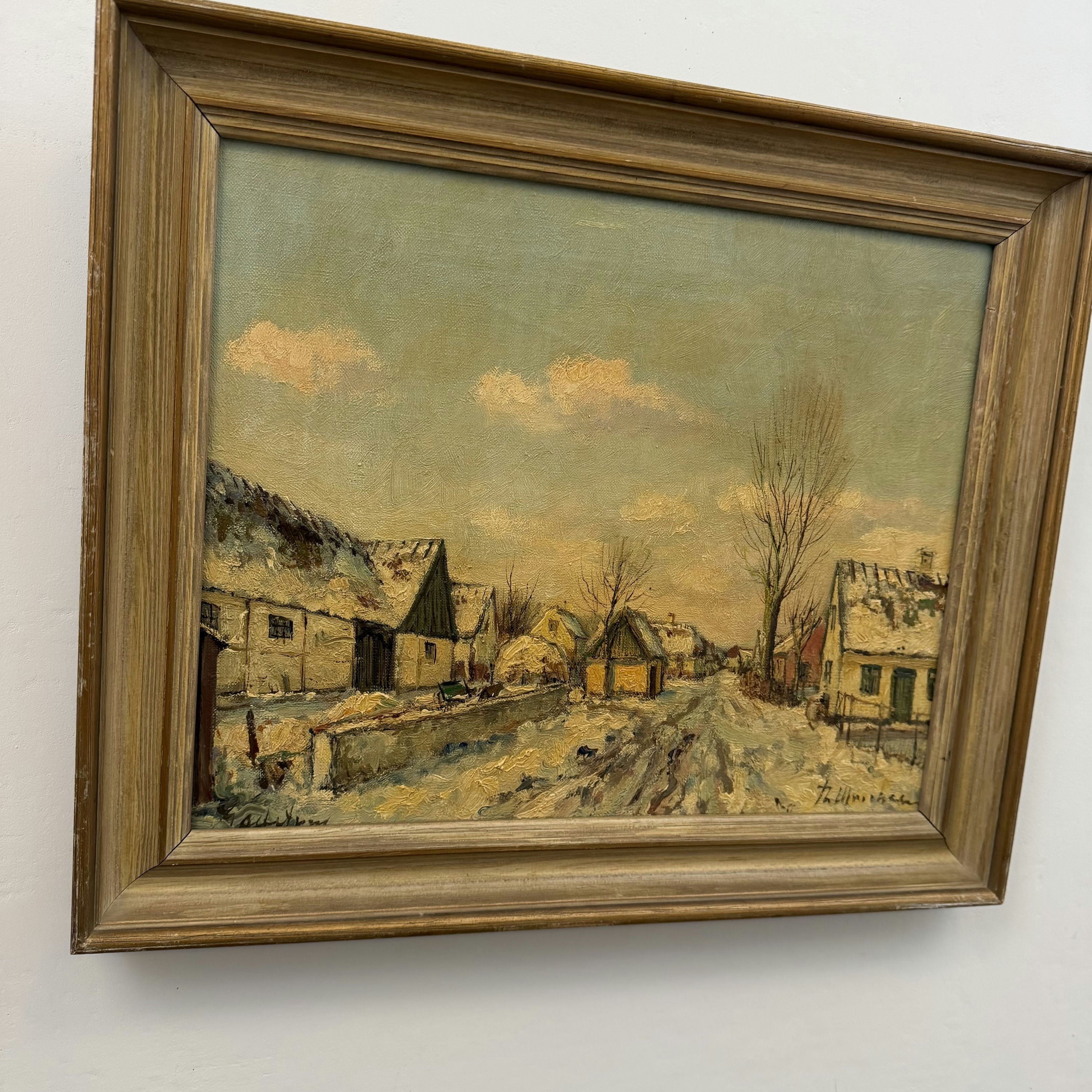 1905 Antique Winter Landscape Oil Painting 