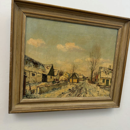1905 Antique Winter Landscape Oil Painting "Folded Paper" Art Holland Art Shop