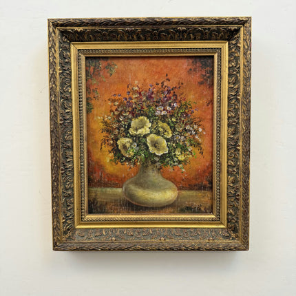 Elegant Scenery Oil Painting "Flower Vase" Vintage Small Art Holland Art Shop