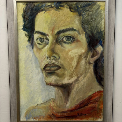 Vintage Portrait Oil Painting "Male Bust" Rustic Large Artwork Holland Art Shop