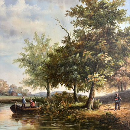 Vintage Landscape Oil Painting "Gilded Frame" Original Small Artwork Holland Art Shop