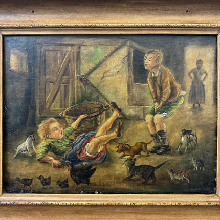 Handcrafted Figurative Oil Painting "Boy Falling" Expressive Art Holland Art Shop