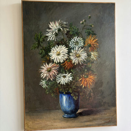 Handcrafted Floral Still Life Oil Painting "Blue Vase" Refined Large Artwork Holland Art Shop