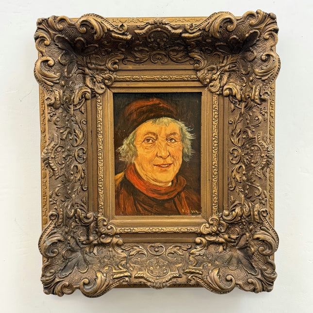 Original Portrait Oil Painting "Wood Grain" Classic Small Artwork Holland Art Shop