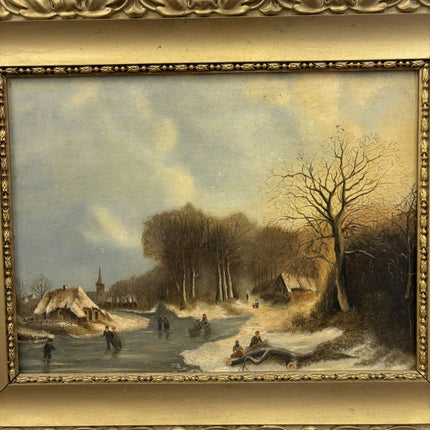 Original Winter Landscape Oil Painting "Gilded Frame" Classic Art Holland Art Shop