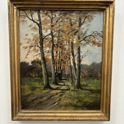 19th Century Antique Landscape Oil Painting "Autumn Trees" Art Holland Art Shop