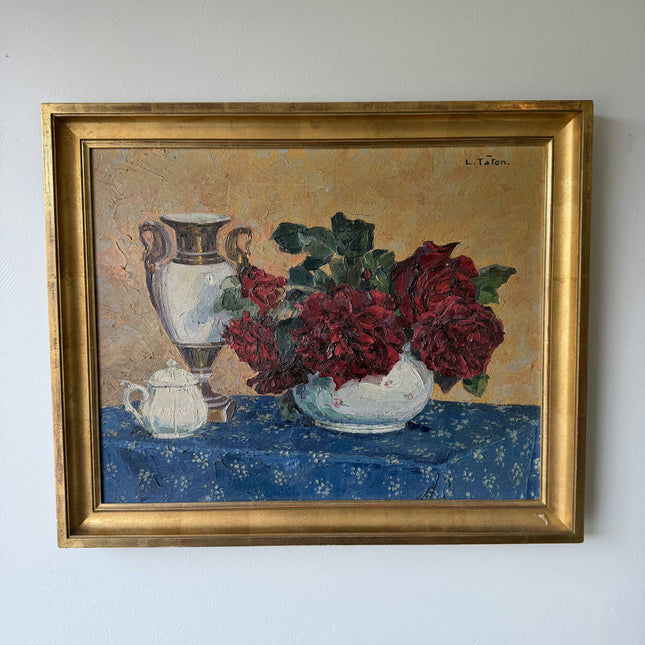 Refined Interior Oil Painting "Red Roses" Authentic Art Holland Art Shop