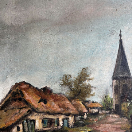 Rustic Cityscape Oil Painting "Village Church" Refined Dutch Art Holland Art Shop