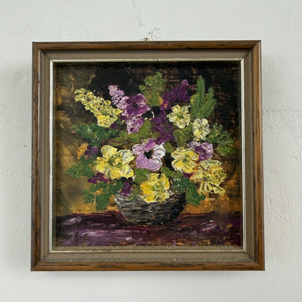 Authentic Floral Still Life Oil Painting "Flower Basket" Small Artwork Holland Art Shop