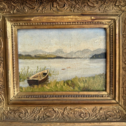 19th Century Antique Landscape Oil Painting "Gilded Frame" Small Art Holland Art Shop