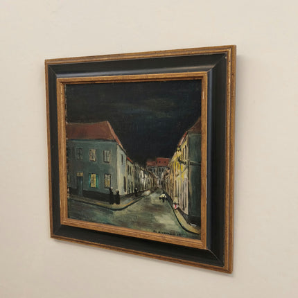 Vintage Cityscape Oil Painting "Night Street" Elegant Artwork Holland Art Shop