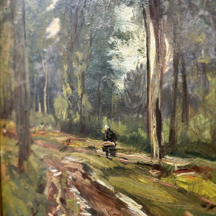 19th Century Antique Landscape Oil Painting "Forest Path" Art Holland Art Shop