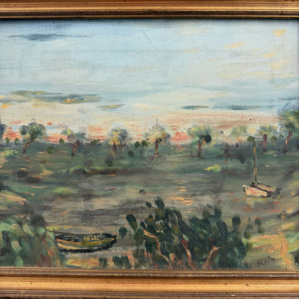 Expressive Landscape Oil Painting "Rowing Boat" Authentic Small Art Holland Art Shop
