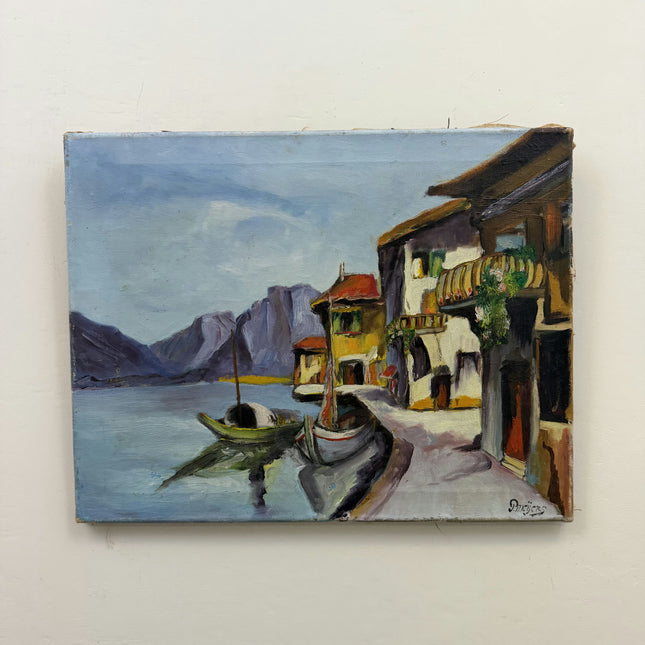 Original Harbor Scene Oil Painting "Docked Boats" Timeless Artwork Holland Art Shop