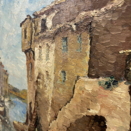 Traditional Cityscape Oil Painting "Wooden Boats" Refined Spanish Art Holland Art Shop