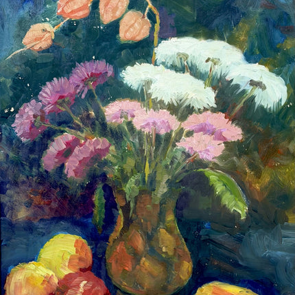 Timeless Floral Still Life Oil Painting "Vase Flowers" Rustic Large Art Holland Art Shop